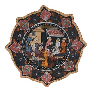 Antique Mogul Court Scene Painting Persian Writing For Sale