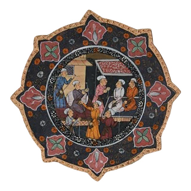 Antique Mogul Court Scene Painting Persian Writing For Sale