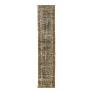 Antique Handmade Malayer Persian Blue Wool Runner With an Allover Pattern For Sale