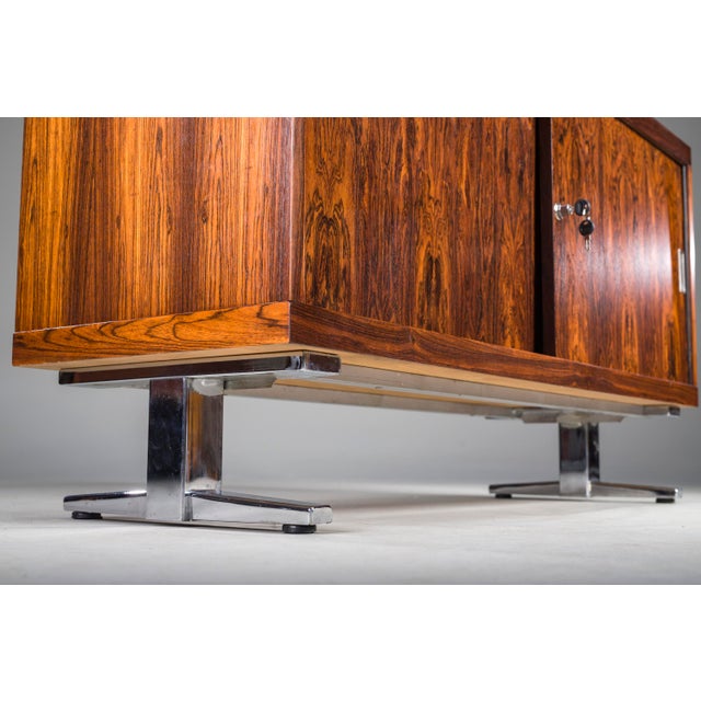 Maroon Mid-Century Wood Veneer Sideboard with Chrome Legs, 1960s For Sale - Image 8 of 18
