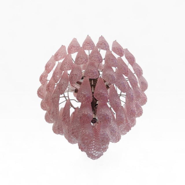 Murano Glass Chandelier with Pink Teardrop from Justfurnituress SRL For Sale - Image 11 of 14