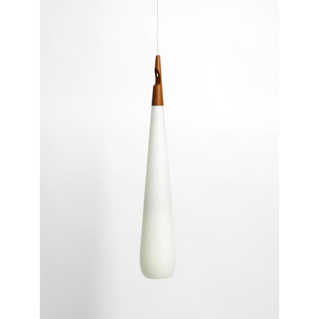 Pendant Lamp in Opal Glass and Teak by Uno & Östen Kristiansson for Luxus Vittsjö, Sweden, 1957 For Sale - Image 11 of 17