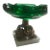 Vintage Green Glass Ashtray With Brass and Marble Pedestal Base Mid Century Footed Bowl Pedestal Ashtray Italy Rare Find! For Sale