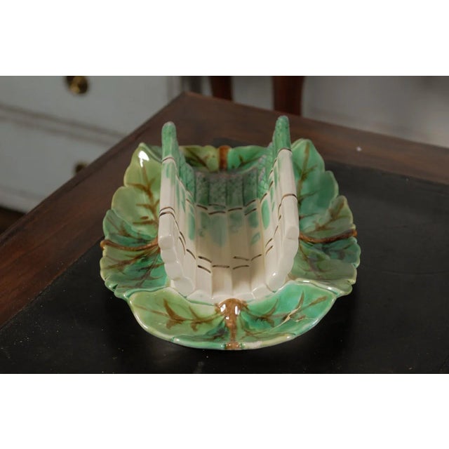 French 19th Century Longchamp Majolica Asparagus Tray with Foliage Platter For Sale - Image 11 of 13