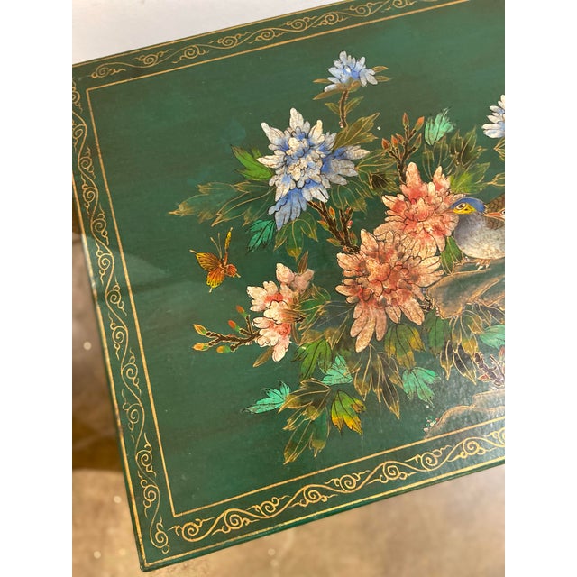 1970s Vintage Chinoiserie Painted Trunk For Sale - Image 10 of 11