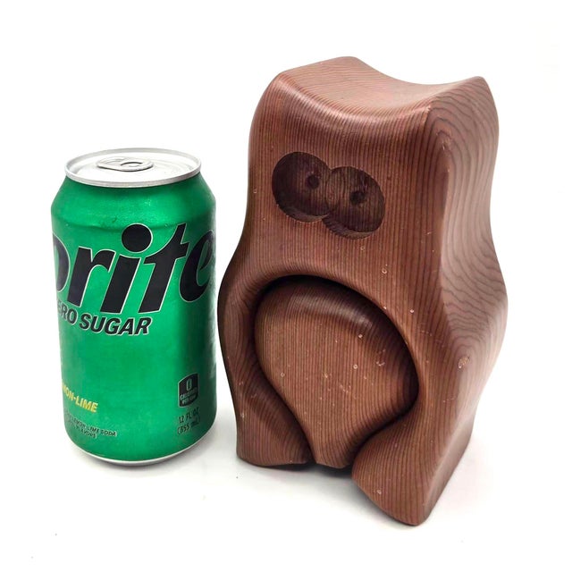 Wood 1970s Fred & Marilyn Buss Handcrafted Redwood Owl Figurine Stash Box For Sale - Image 7 of 12