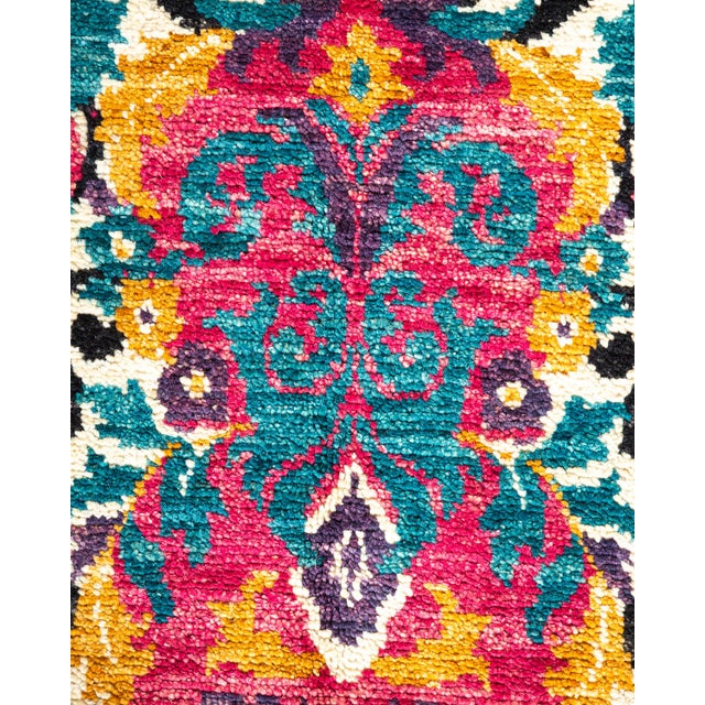 Traditional Suzani Hand-Knotted Area Rug - Black, 6' 1" x 6' 2" For Sale - Image 3 of 8