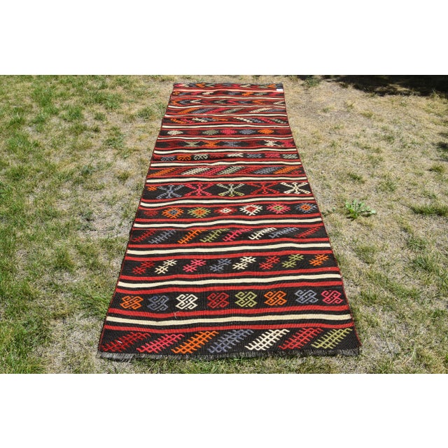 1980s Rustic Red Cecim Kilim Runner For Sale - Image 12 of 12
