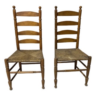 Antique Shaker Ladder Back Chairs - A Pair For Sale