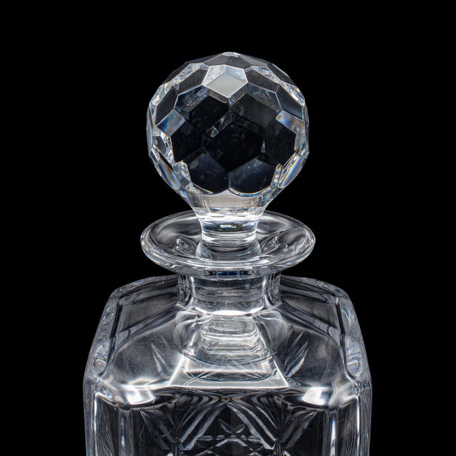 Glass Vintage Scotch Decanter, English, Cut Glass, Whiskey, Barware, Bottle, c.1970 For Sale - Image 7 of 12