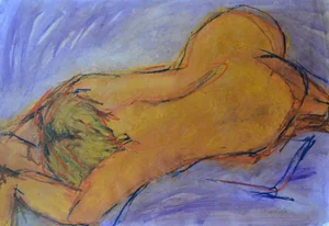 Angela Lyle "Lilac Body" Mixed Media Painting on Paper 2001