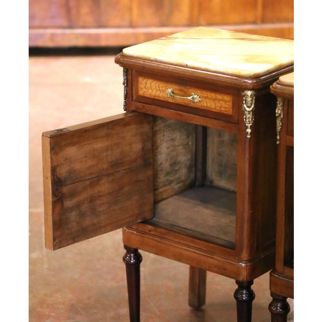 Pair of 19th Century French Louis XVI Mahogany Marble-Top Nightstands For Sale In Dallas - Image 6 of 9