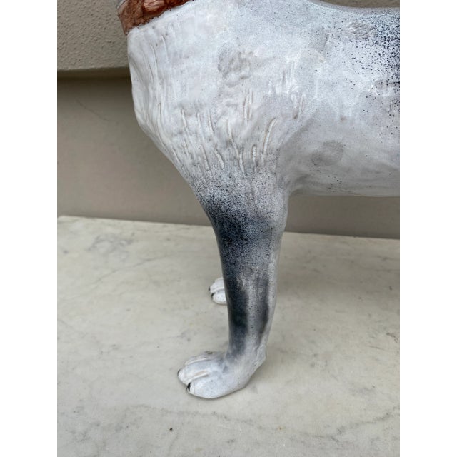 French Country Large Majolica Terracotta Dog Terrier Bavent For Sale - Image 3 of 9