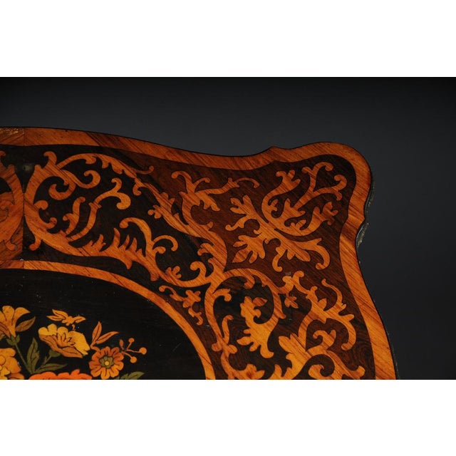 19th Century Marquetry Side Table with Jewelry Box, 1870s For Sale - Image 10 of 18