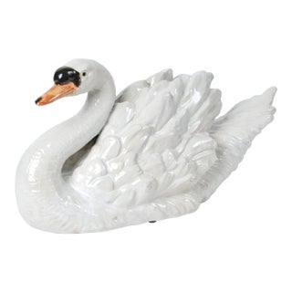 Large Ceramic Swan Centerpiece For Sale