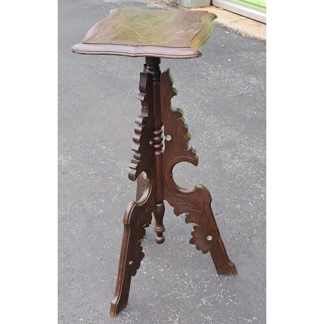 Chocolate 19th Century Eastlake Carved Walnut Stand Pedestal For Sale - Image 8 of 13