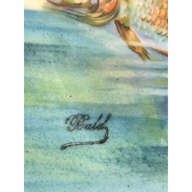 Traditional Mid 20th Century Limoges Handpainted and Signed Game Fish Porcelain Plates Set of 2 For Sale - Image 3 of 12