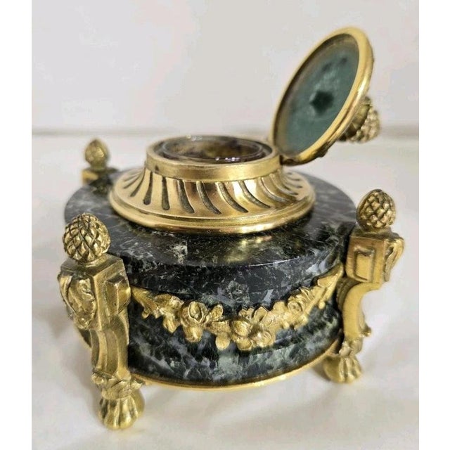 19th Century 19th Century French Gilded Ormolu Inkwell Stand, 1880 For Sale - Image 5 of 18