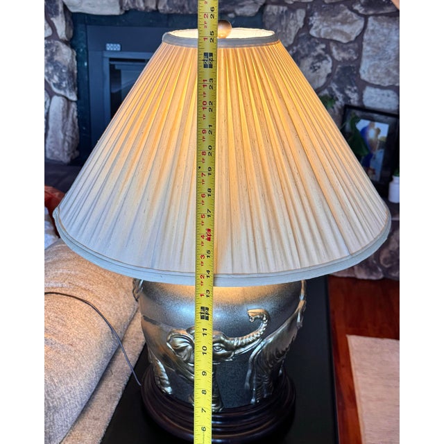 Vintage Gold Embossed Elephant Lamp For Sale - Image 11 of 12