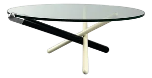 Postmodern Coffee Table with Black and White Frame and Heavy Glass Plate, 1970s
