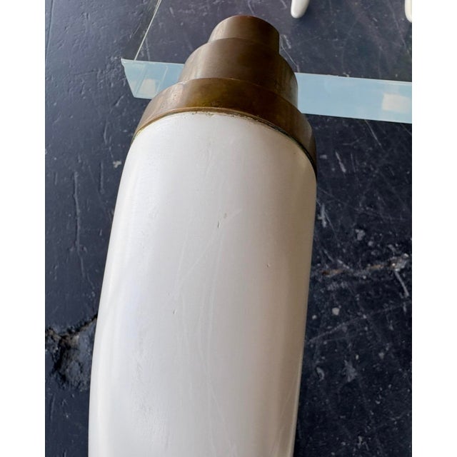 1970s Postmod Faux Elephant Tusk Brass & Lucite Console For Sale - Image 5 of 10