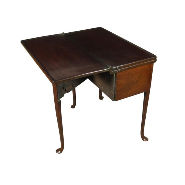 Wood 18th-C. Queen Ann Triple-Top Mahogany Game Table For Sale - Image 7 of 10