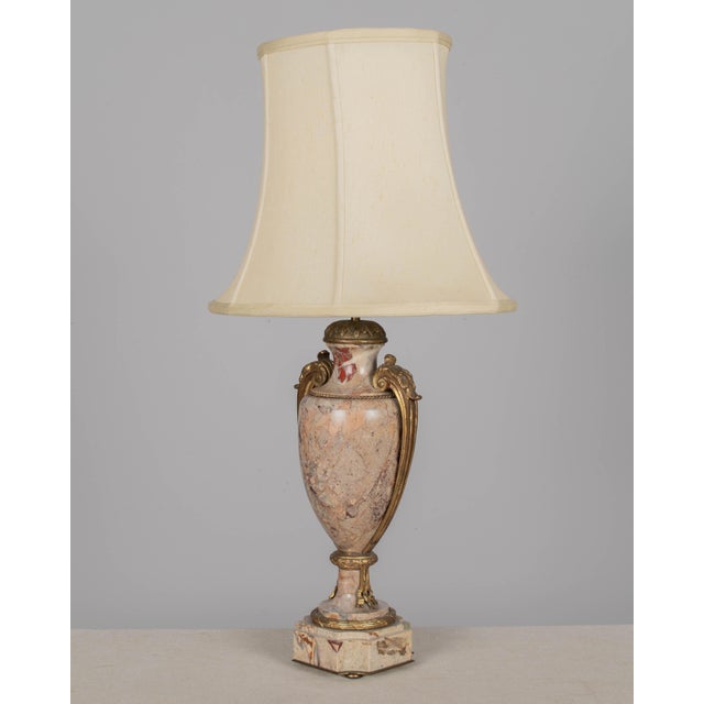Burgundy French Marble and Ormolu Table Lamp For Sale - Image 8 of 14