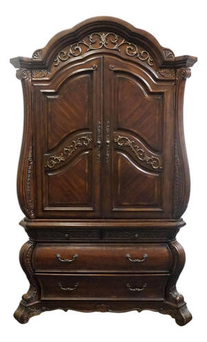 Aico Michael Amini Romanza Collection Old World Baroque 54" Bombe Media Armoire - Deep Claret Finish 74080