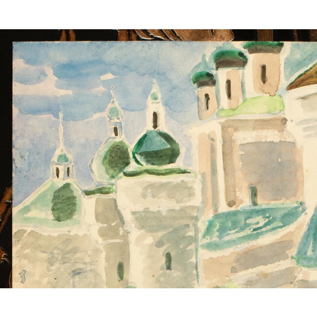 C. 1920-1950s Antique or Vintage Watercolor in the Style of Nicholas Roerich For Sale - Image 4 of 11