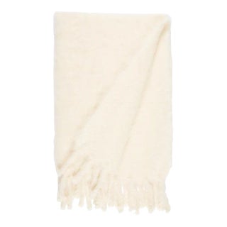 Schumacher Rauma Mohair Throw in Ivory For Sale