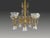 Victorian Vintage Brass 2-Up 2-Down Chandelier, Etched Glass Shades, Victorian Revival Lighting Fixture For Sale - Image 3 of 18