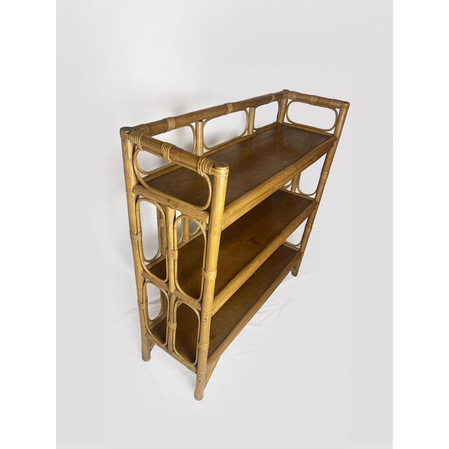 Boho Chic Vintage Bamboo Wicker Display Shelves, 1970 For Sale - Image 3 of 13