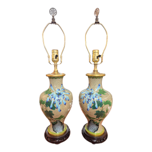 1920s Pair of Cloisonne Vase Table Lamps