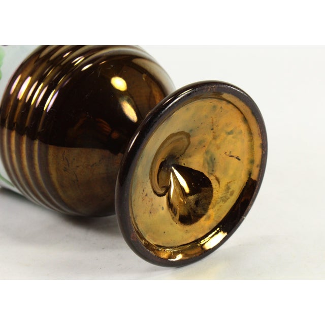 C. 1850's Copper Lusterware Raised Cup Chalice Goblet Enameled Flowers For Sale - Image 10 of 10