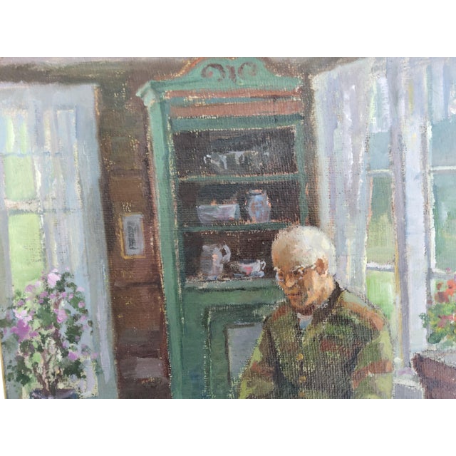 Green Original Mid Century Norwegian Interior Oil Painting by Karl Vilhelm Anstensen 1978 For Sale - Image 8 of 18