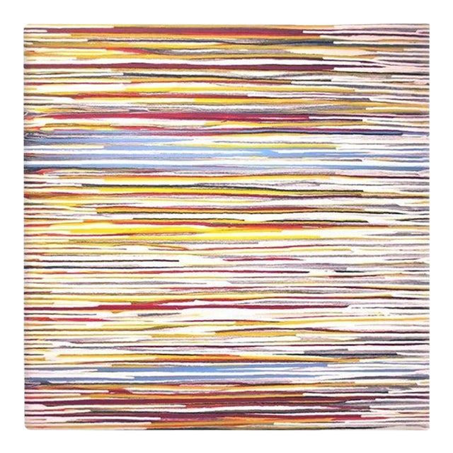 Duke Windsor, Abstract Acrylic Painting, "White, Red, Yellow Currents With Light Blue Rip" For Sale