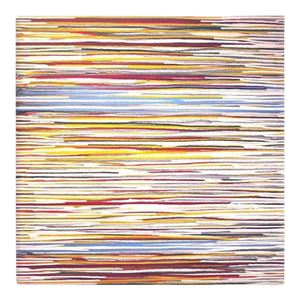 Duke Windsor, Abstract Acrylic Painting, "White, Red, Yellow Currents With Light Blue Rip"