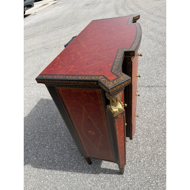 1990s Theodore Alexander Commode Leather Chest of Drawers Brass Hardware For Sale - Image 15 of 18