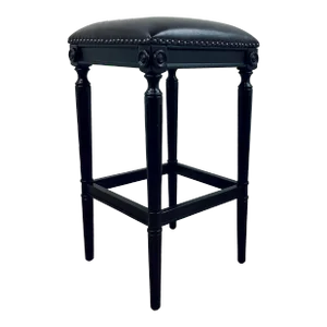 Transitional Dark Brown Faux Leather Bar Stool