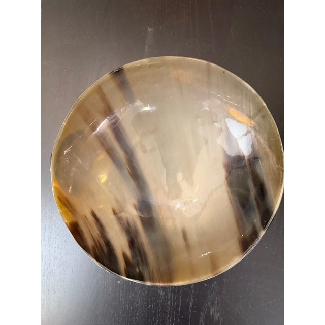 Hand Carved Horn Bowl With Horn Handles and Base For Sale - Image 4 of 8