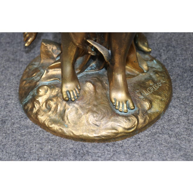 Signed Jean- Louis Gregoire Neoclassical Bronze Statue of Mercury & Pandora For Sale - Image 10 of 13