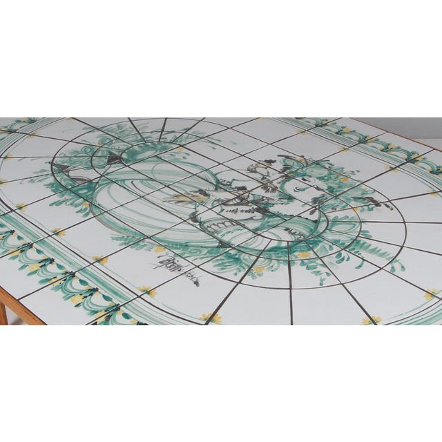 Pine Coffee Table with Painted Tiles by Bjørn Wiinblad, 1970s For Sale - Image 4 of 8