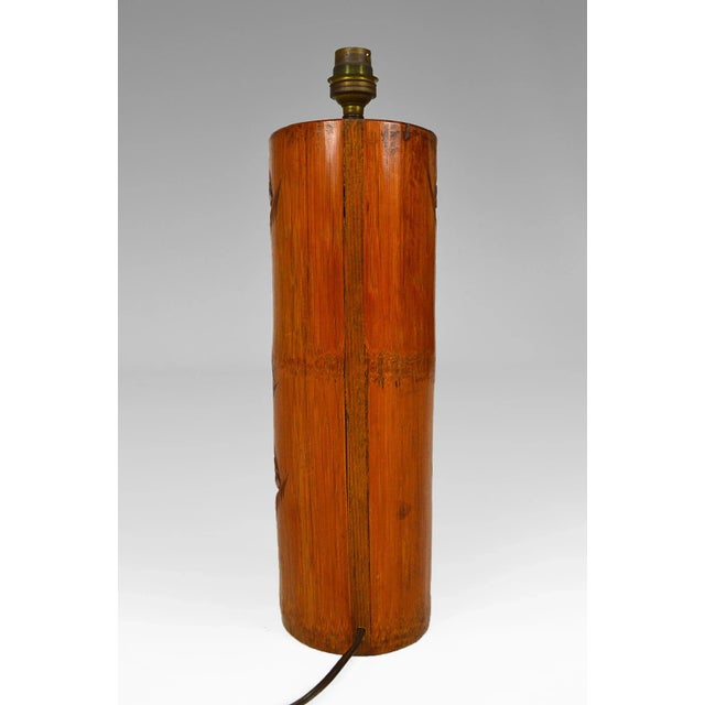 Mid-Century Asian Living Room Table Lamp in Carved Wood, 1940s For Sale - Image 6 of 7