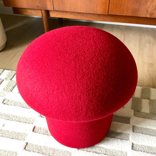 Textile Mushroom Ottoman in Goji Wool For Sale - Image 7 of 11