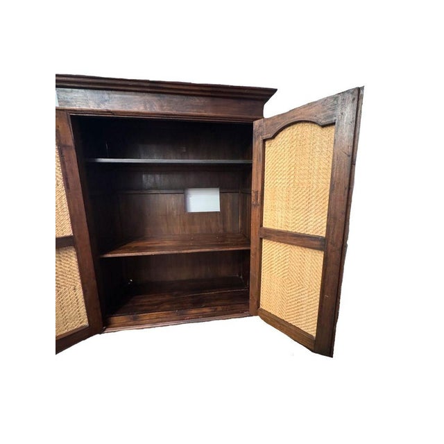 1990s Vintage Indonesian Armoire With Natural Rattan Door Panels, C. 1990s For Sale - Image 5 of 16