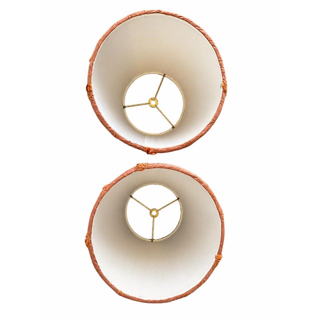 Elevate your lighting with this beautiful pair of vintage That Shady Lady pleated silk lamp shades. Expertly handcrafted...