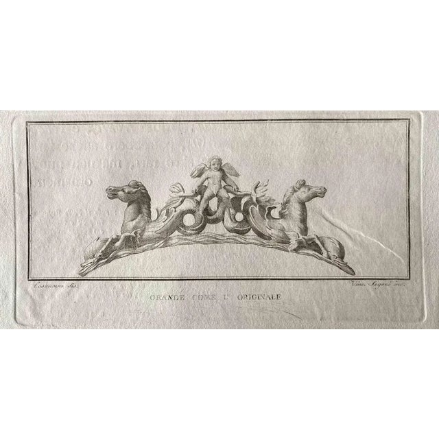 Frame from ancient rome, from the series "antiquities of herculaneum exposed", is an original etching from the end of the...