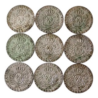 Vintage Louis XVI 1788 Replica Coin Coasters - Set of 9 For Sale