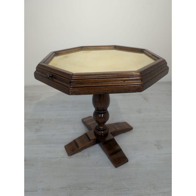 Vintage Octagonal Table with Drawers and Brass Top, 1920s For Sale - Image 4 of 18