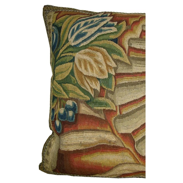 17th Century Antique Brussels Tapestry Pillow For Sale - Image 4 of 9